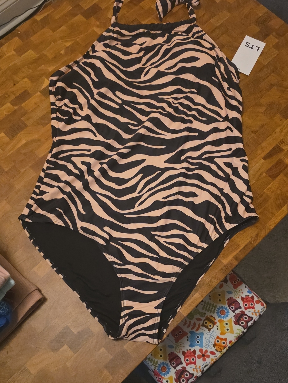 long tall sally Black and Blush Zebra Halter One-Piece Swimsuit